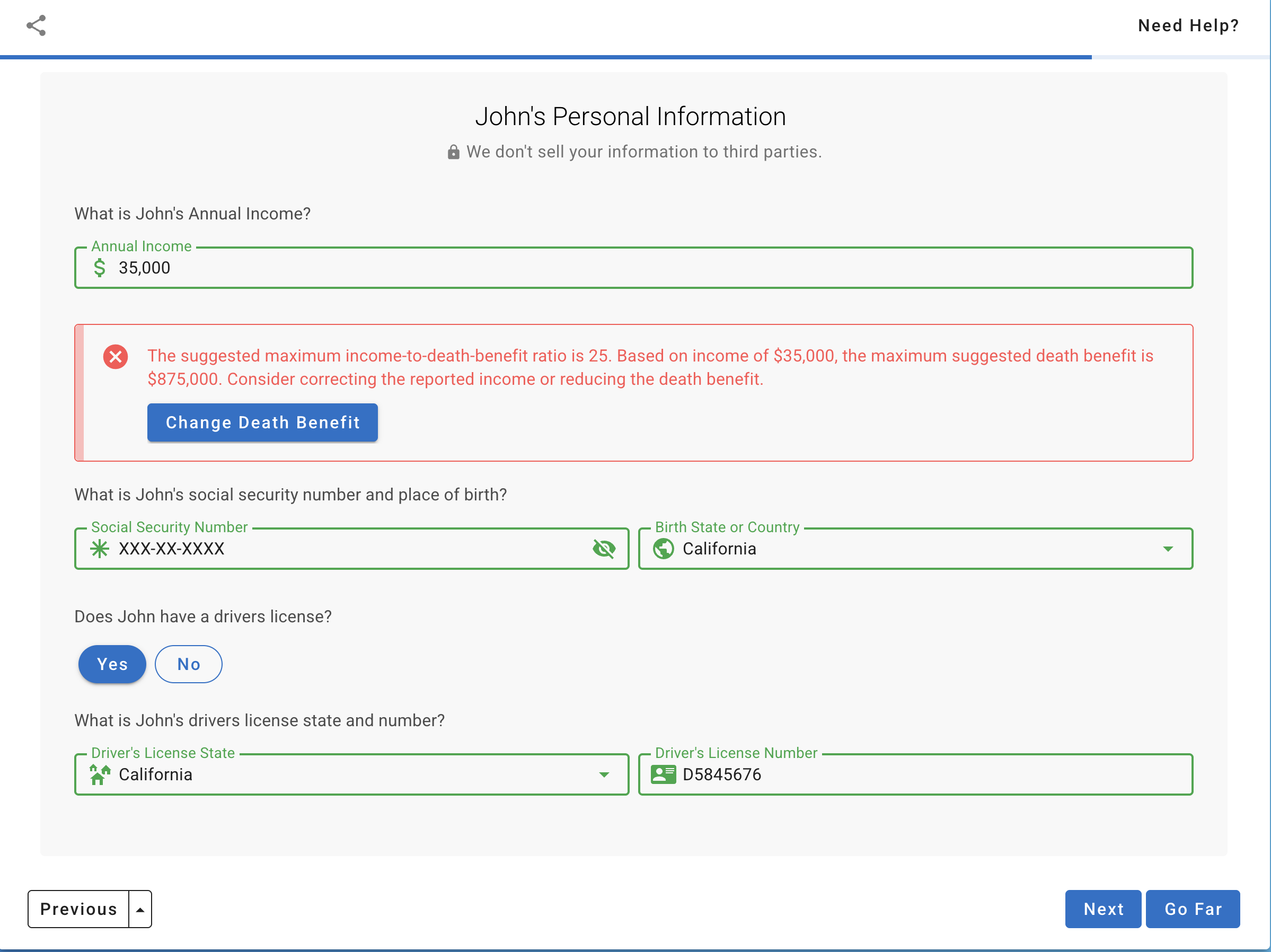 Validation error