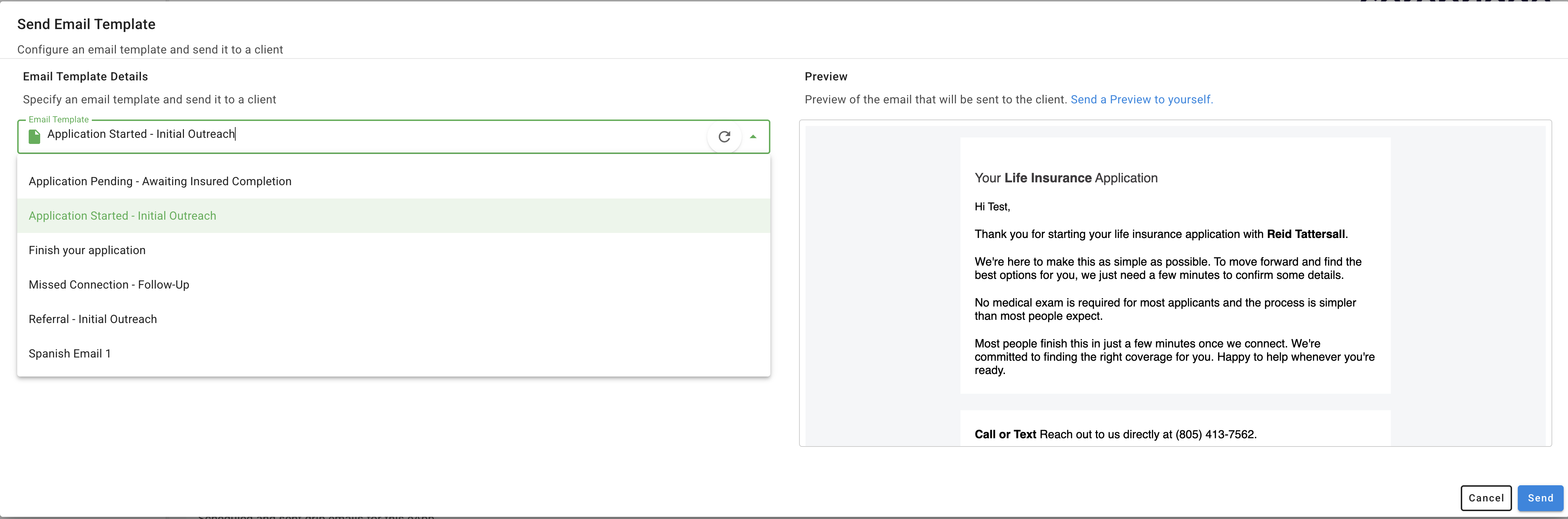 Email Template Dialog