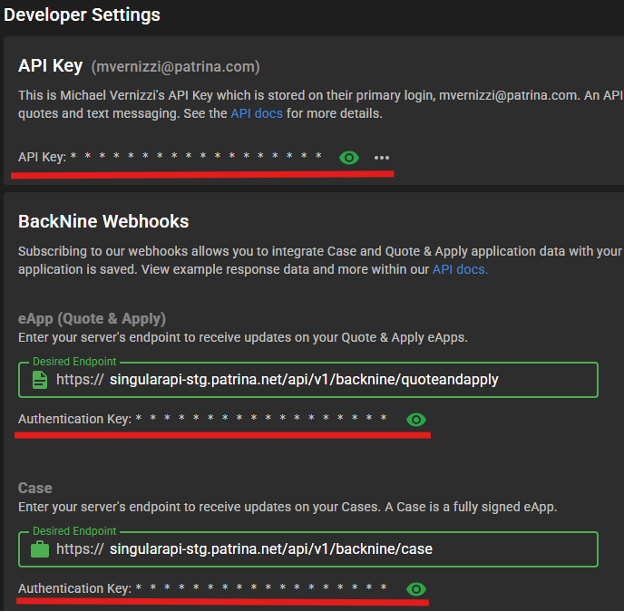 Developer Settings