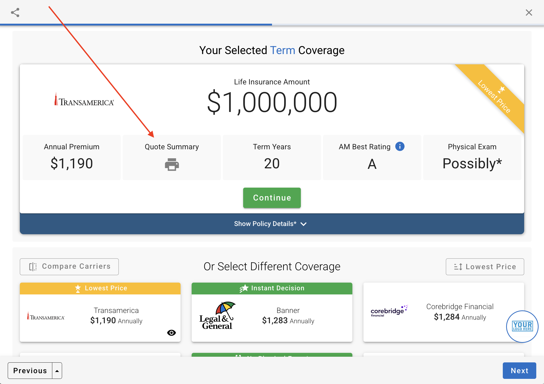 Screenshot of Print Button